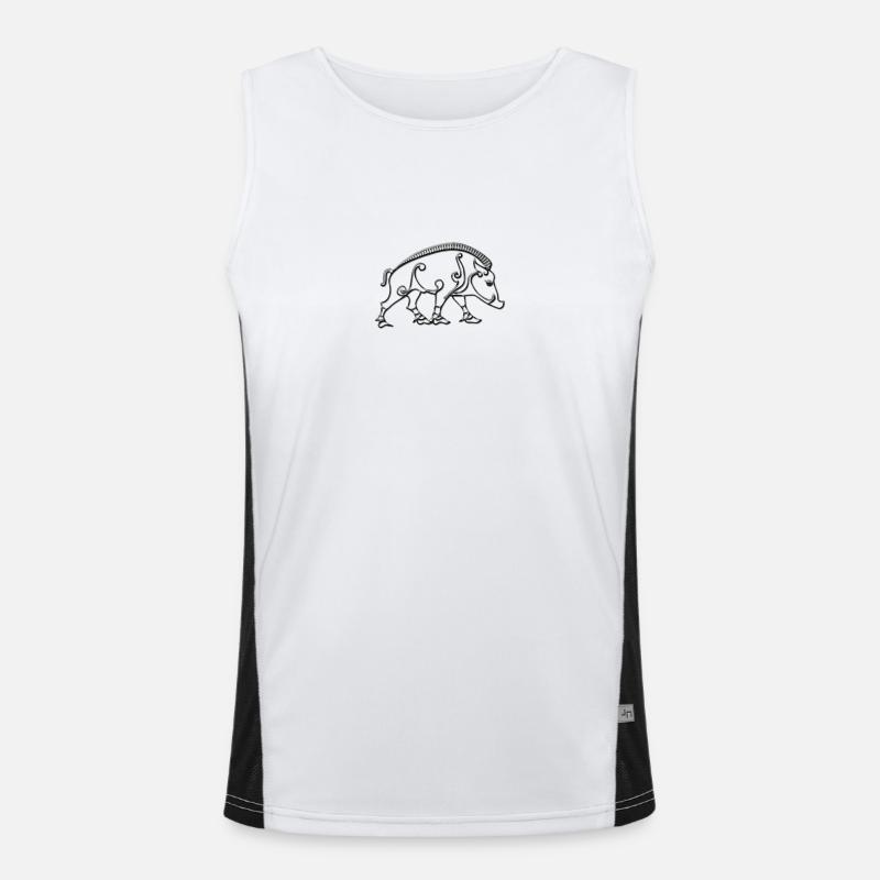 Celtic boar - Men's Functional Contrast Tank Top  - white/black