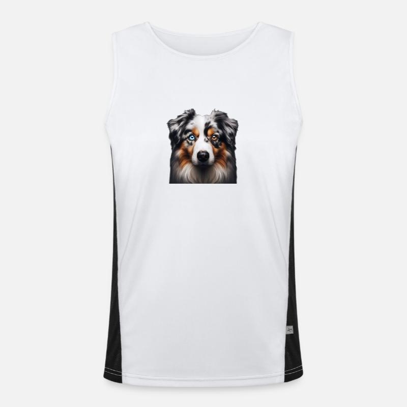 Australian Shepherd - Men's Functional Contrast Tank Top  - white/black