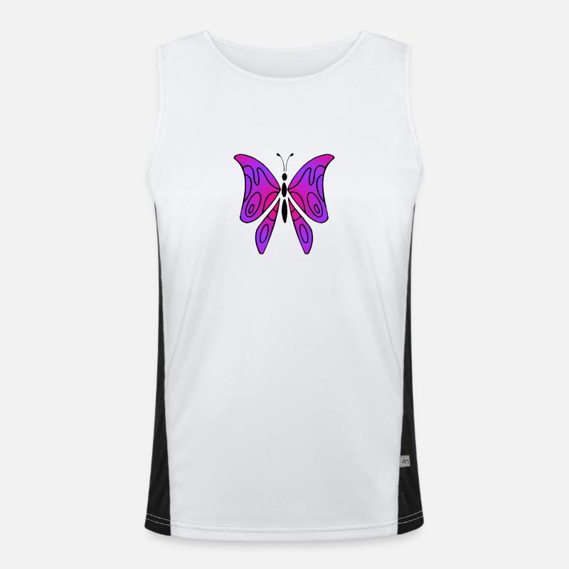 Rosa und lila Schmetterling Funktionelles Kontrast-Tank Top für Männer 