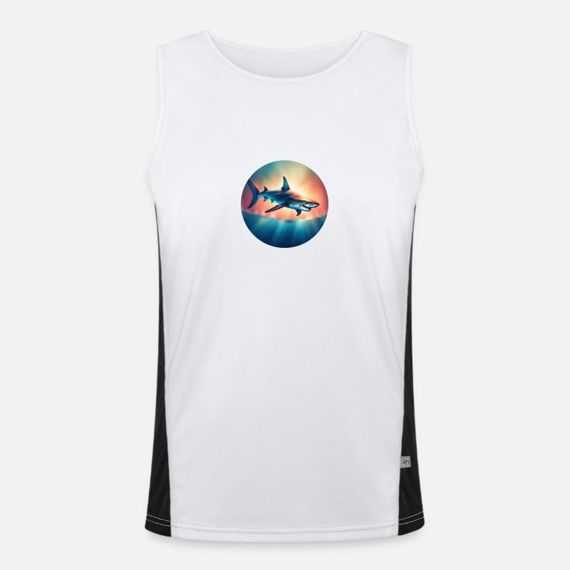 Oceanic Predator Shark Shark - Men's Functional Contrast Tank Top  - white/black