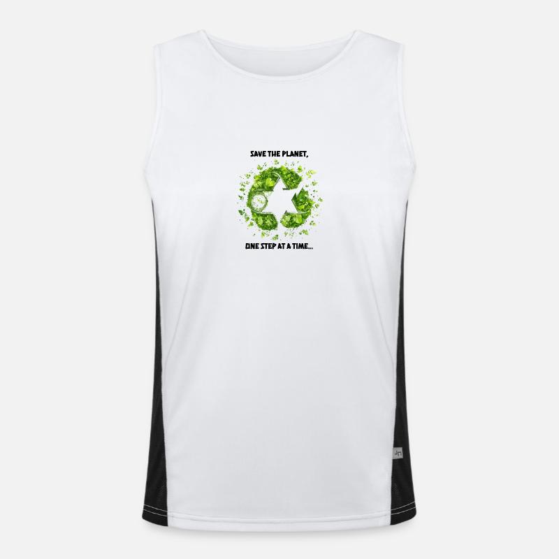 Save the Planet: One Step at a Time Funktionelles Kontrast-Tank Top für Männer 