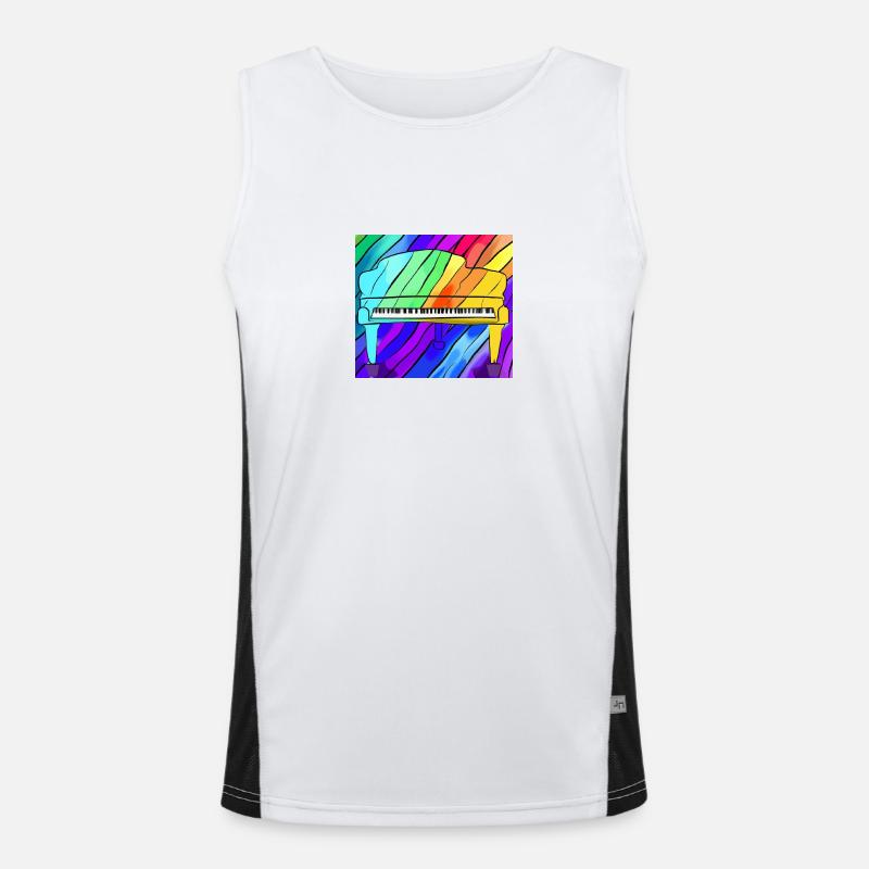 Klavier vor Regenbogen Funktionelles Kontrast-Tank Top für Männer 