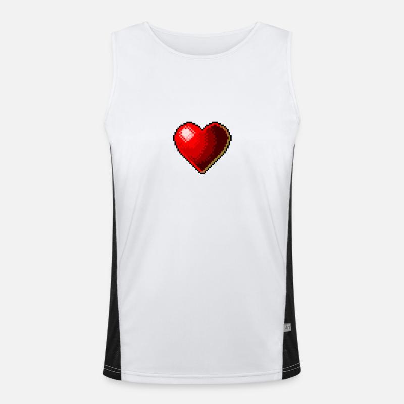Cuore 3D cuori corazon rosso retrò rosso rojo amore Canotta sportiva da uomo in contrasto cromatico 