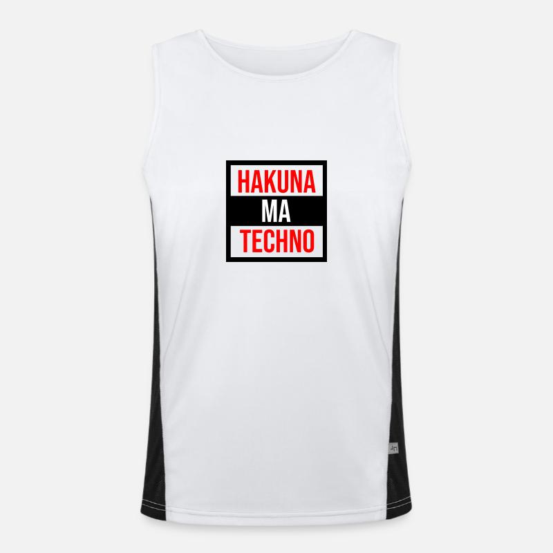 Hakuna Techno Zitat Funktionelles Kontrast-Tank Top für Männer 