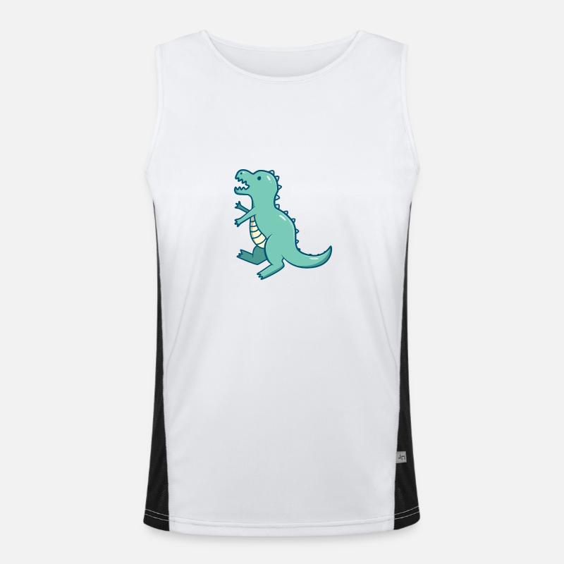 Süßer kleiner Dinosaurier blau T-Rex Funktionelles Kontrast-Tank Top für Männer 