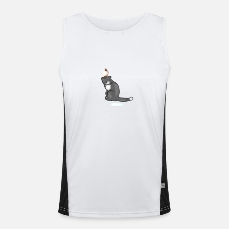 Chat et oiseau Débardeur respirant contrasté Homme 