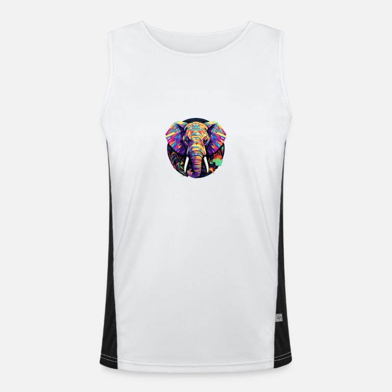 wunderschöner bunter Elefant Funktionelles Kontrast-Tank Top für Männer 