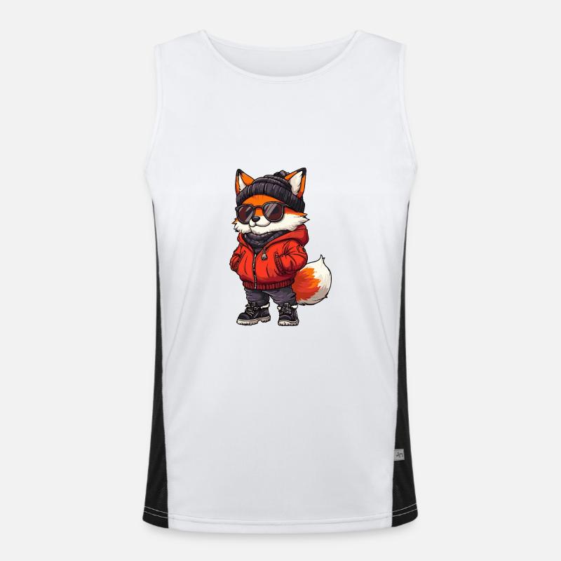 Fuchs Cool Comic Funktionelles Kontrast-Tank Top für Männer 