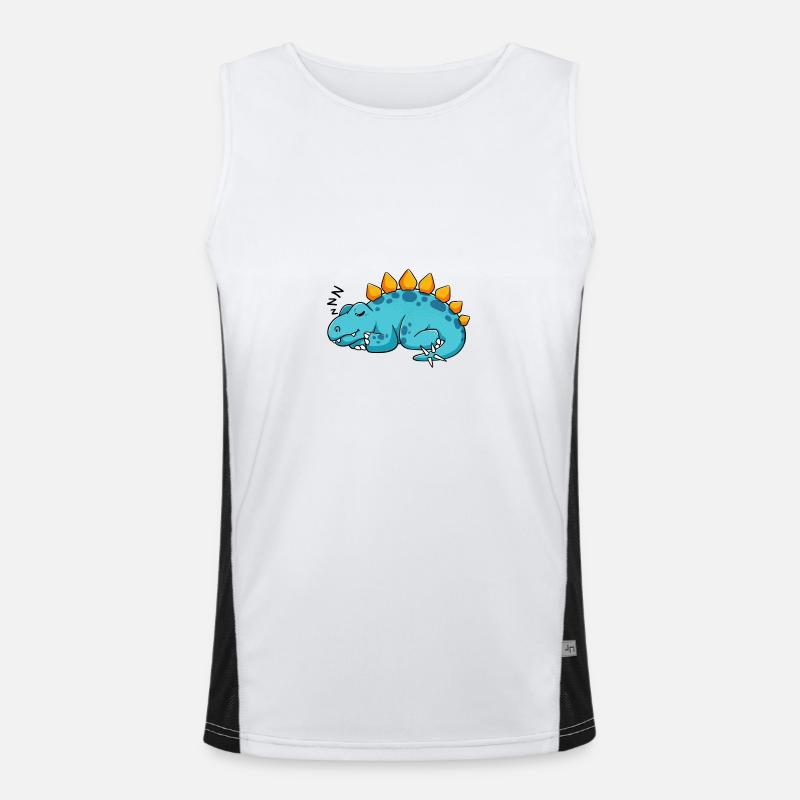 Dino schläft süß niedlich Geschenkidee Dinosaurier Funktionelles Kontrast-Tank Top für Männer 