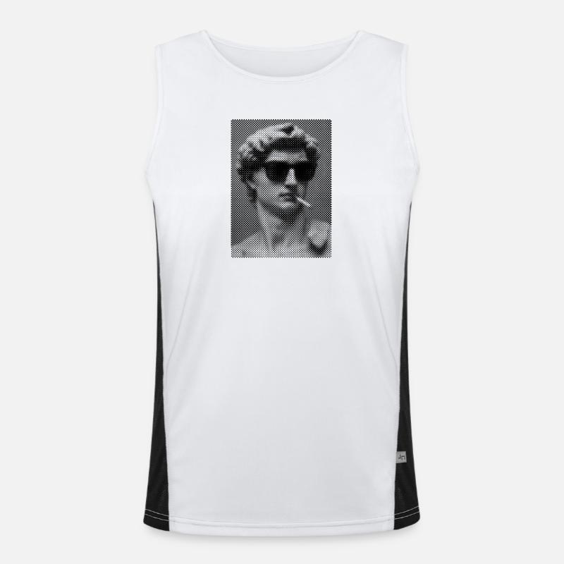 David Michelangelo raucht eine Zigarette Funktionelles Kontrast-Tank Top für Männer 