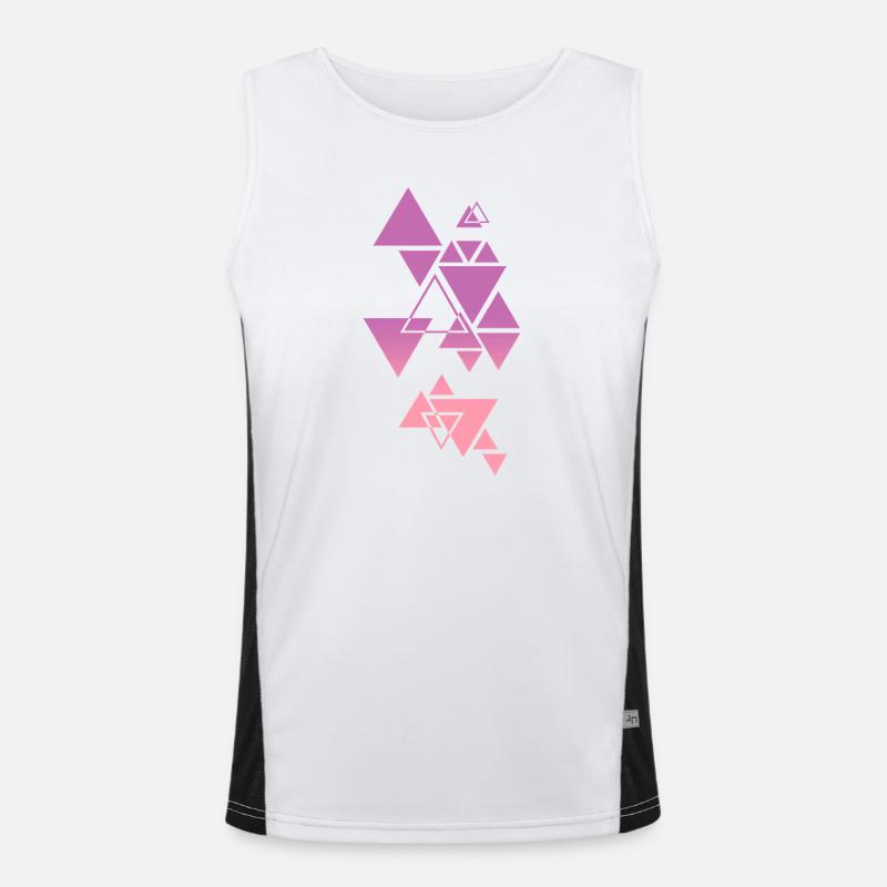 Gradient Triangle Pattern Pink Men's Functional Contrast Tank Top 