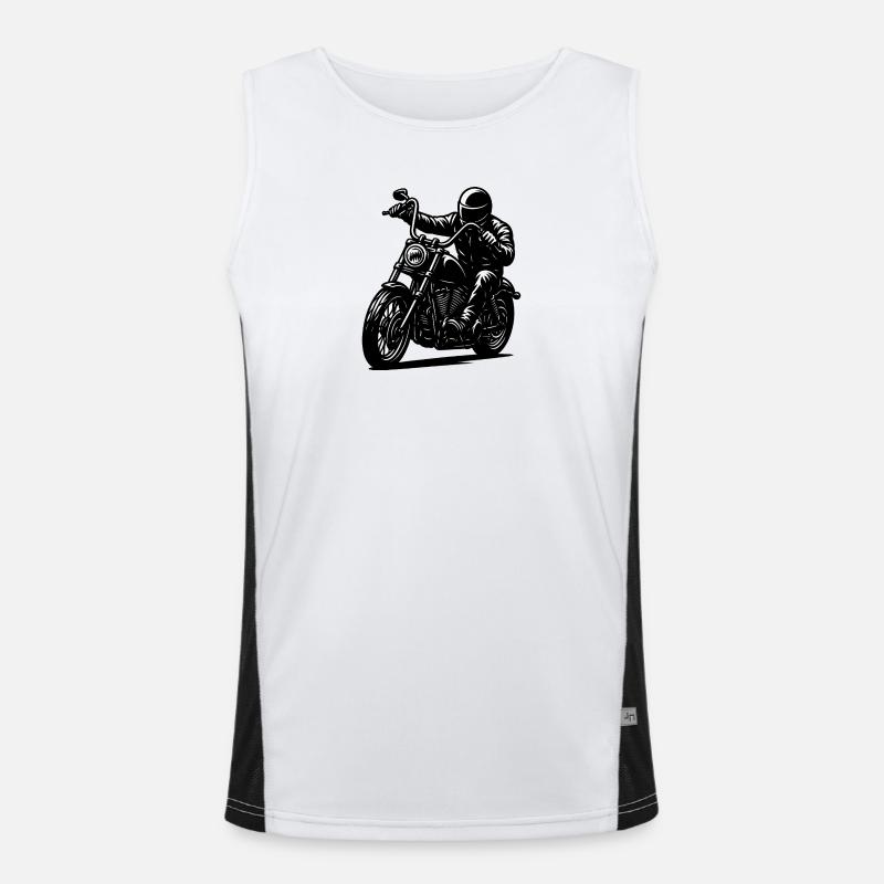 Chopper Motorradfahrer Schwarz-Weiß Design Funktionelles Kontrast-Tank Top für Männer 