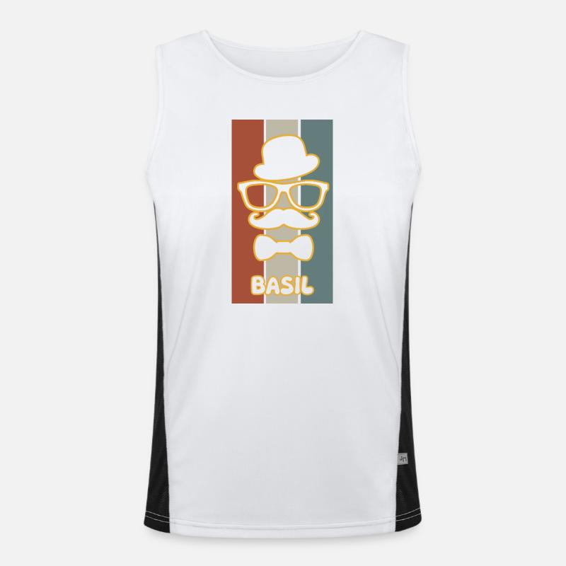 Basil - Men's Functional Contrast Tank Top  - white/black