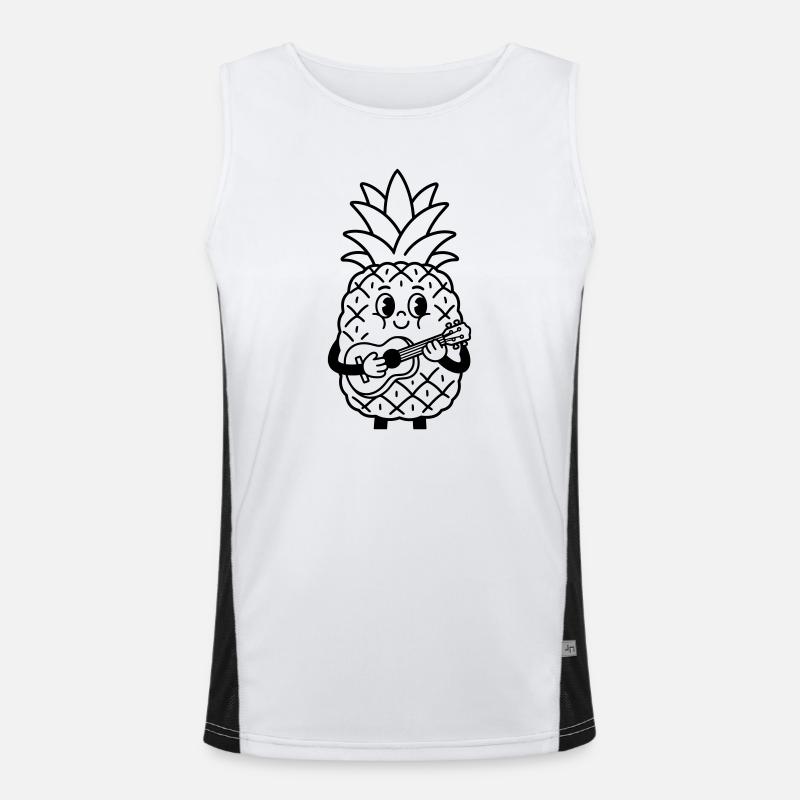pineapple with ukulele - Men's Functional Contrast Tank Top  - white/black