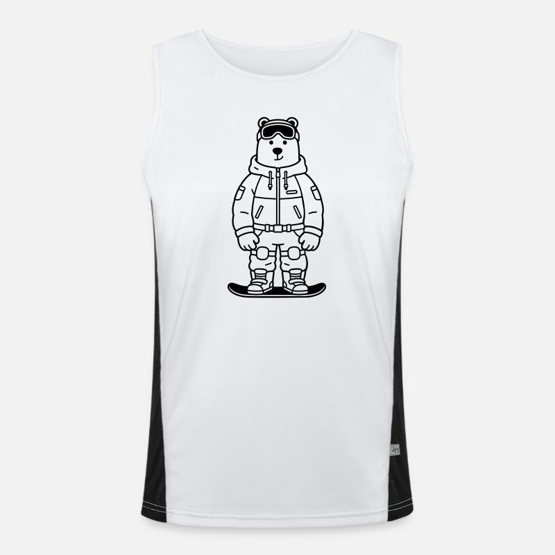 Bear Snowboarder - Men's Functional Contrast Tank Top - white/black