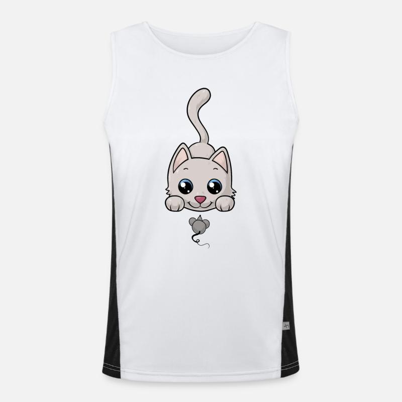 Süße Comic Katze Funktionelles Kontrast-Tank Top für Männer 