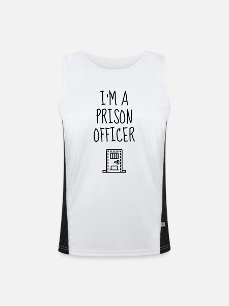 gardien de prison / surveillant / police / juge - Débardeur respirant contrasté Homme  - blanc/noir - Devant