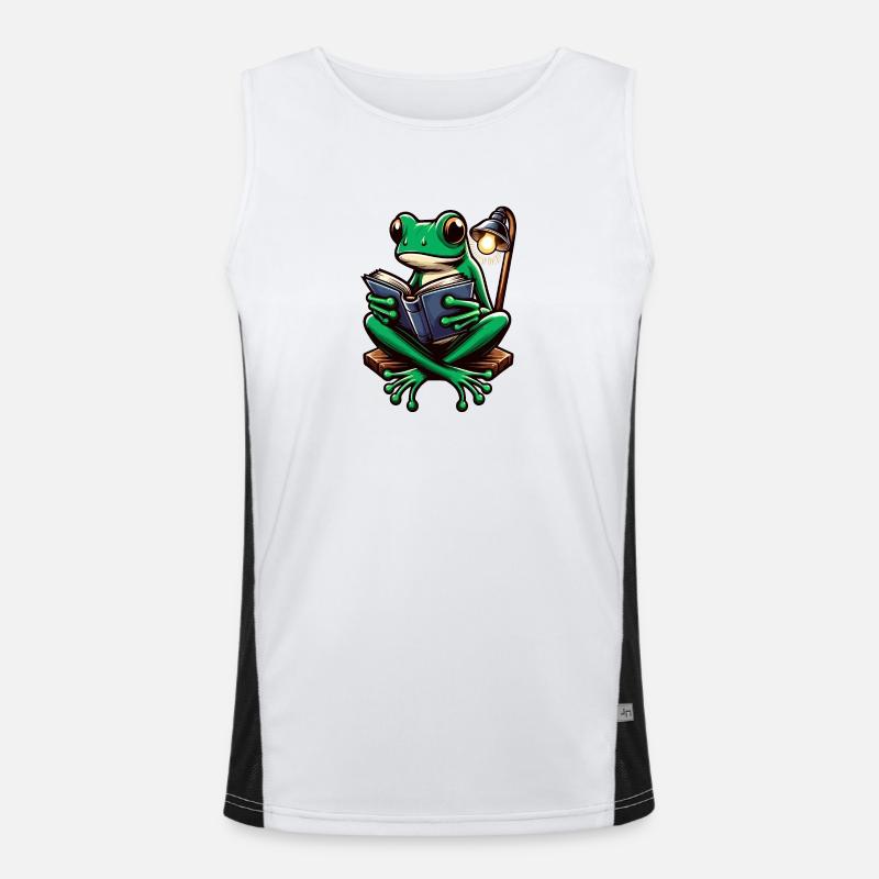 Frosch mit Buch Funktionelles Kontrast-Tank Top für Männer 