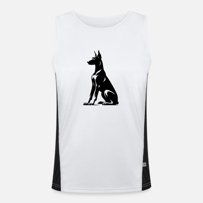 Silhouette stylisée de chiens doberman Débardeur respirant contrasté Homme 