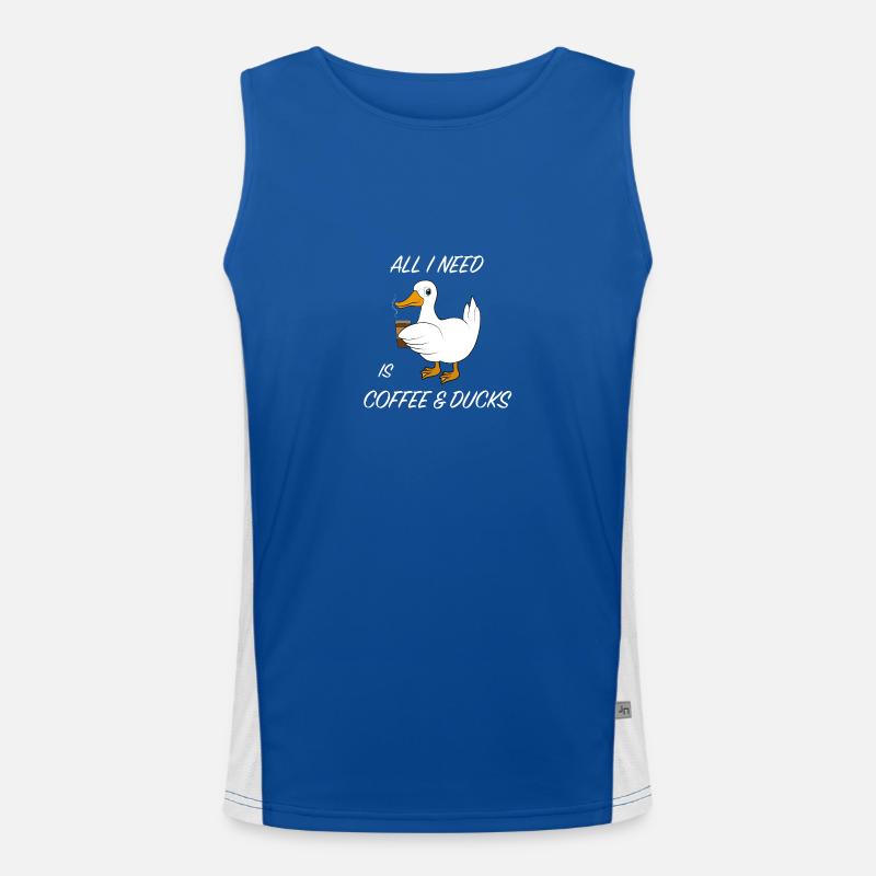 Ente Kaffee Spruch Funktionelles Kontrast-Tank Top für Männer 