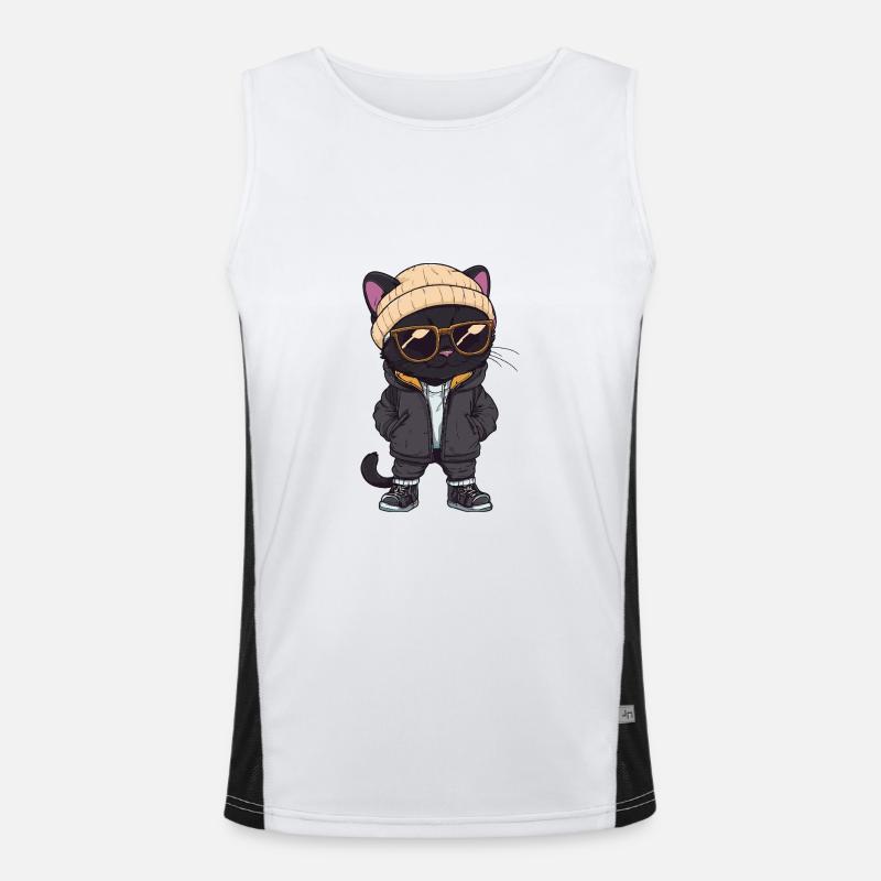 Panther Cool Comic - Men's Functional Contrast Tank Top  - white/black
