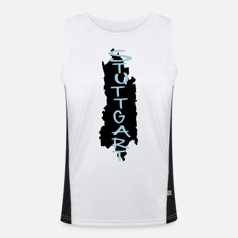 Stuttgart - Men's Functional Contrast Tank Top  - white/black