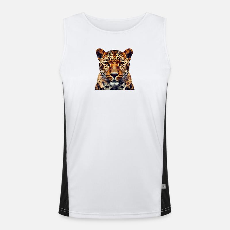 Leopard im Polygon-Stil Funktionelles Kontrast-Tank Top für Männer 