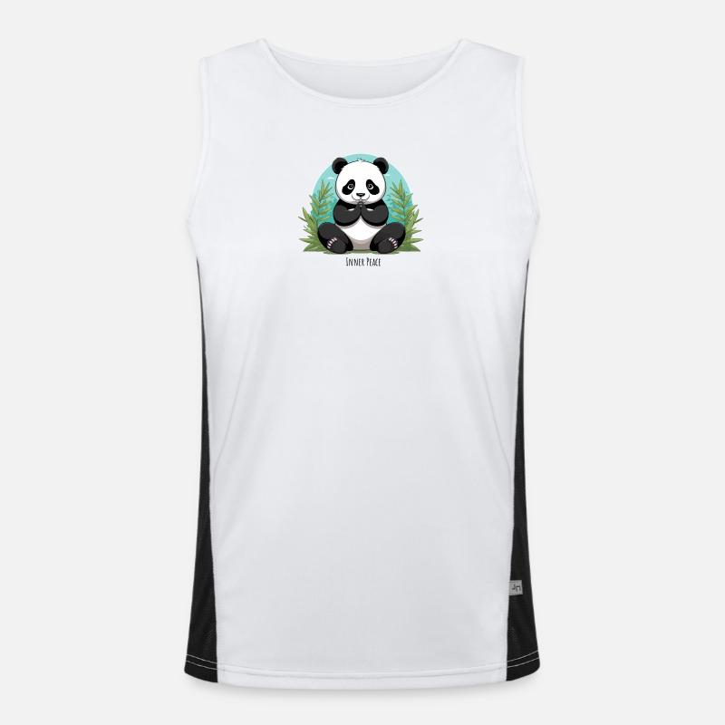 Inner Peace – Meditating Panda - Men's Functional Contrast Tank Top  - white/black