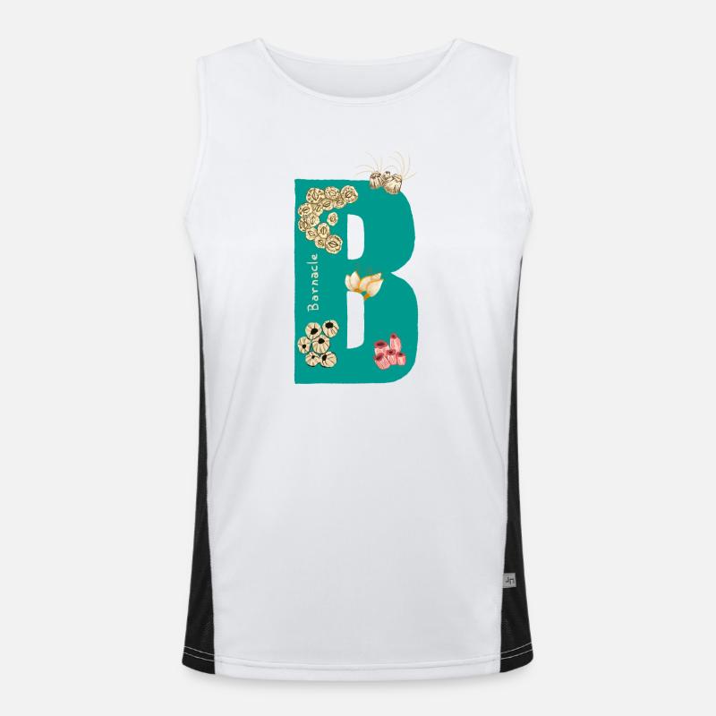 Lettre B avec éléments naturels Bleu Vert Débardeur respirant contrasté Homme 