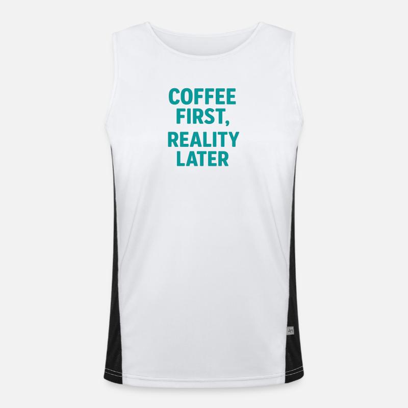 Coffee first Reality Later Men's Functional Contrast Tank Top 