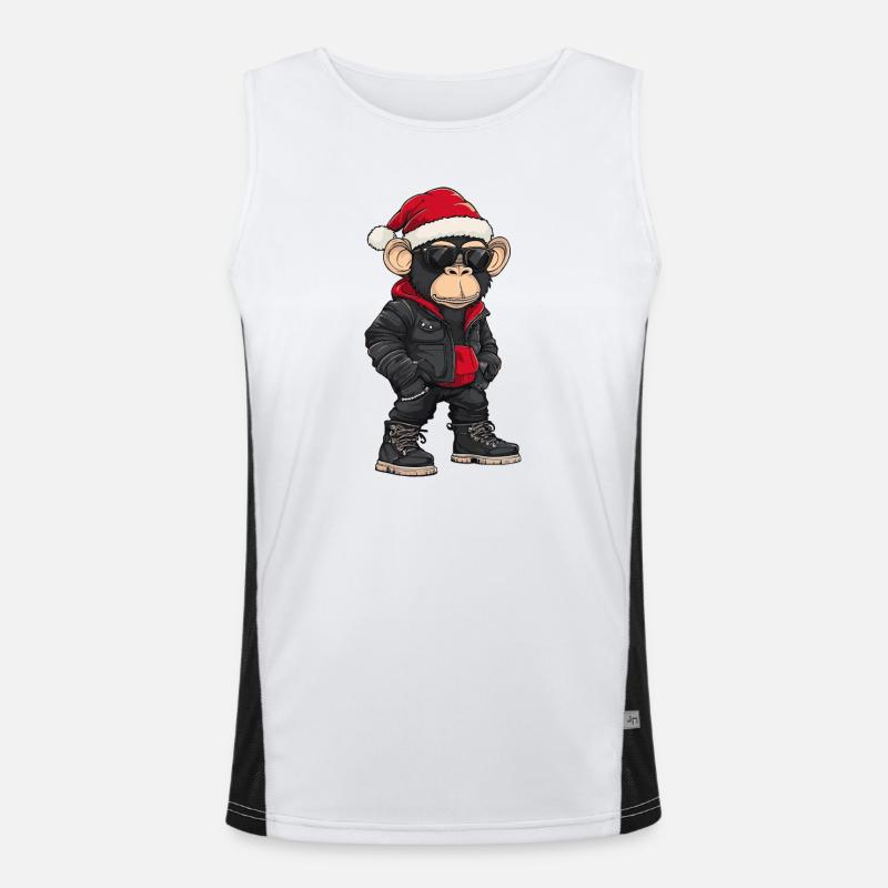 Affe Weihnachten Winter Funktionelles Kontrast-Tank Top für Männer 