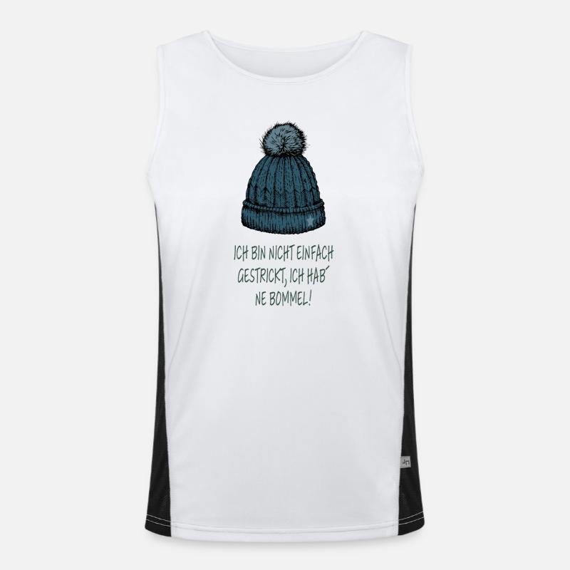 Ich bin nicht einfach gestrickt – Bommel Spruch Funktionelles Kontrast-Tank Top für Männer 