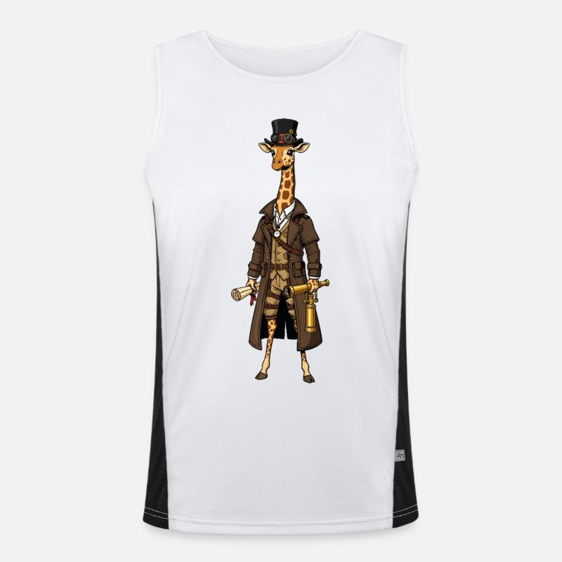 Giraffe Explorer Steampunk Chic Zylinder Funktionelles Kontrast-Tank Top für Männer 