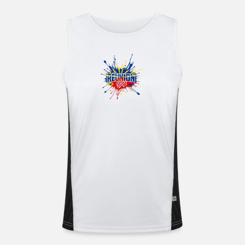 Splash Flag Reunion 974 - Men's Functional Contrast Tank Top - white/black
