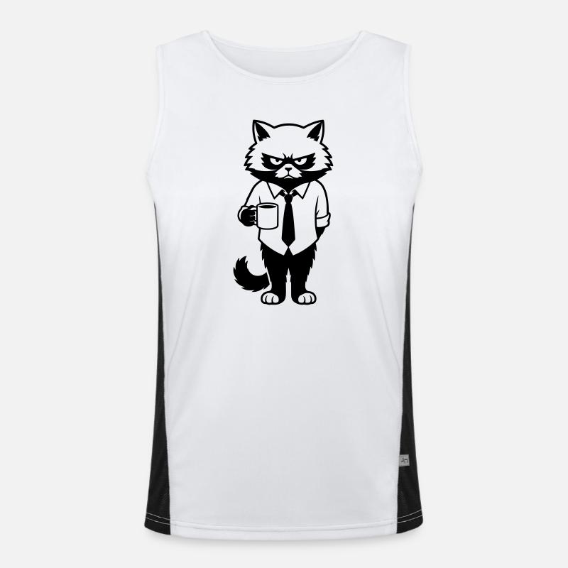 Grumpy office hangover with coffee - Men's Functional Contrast Tank Top  - white/black