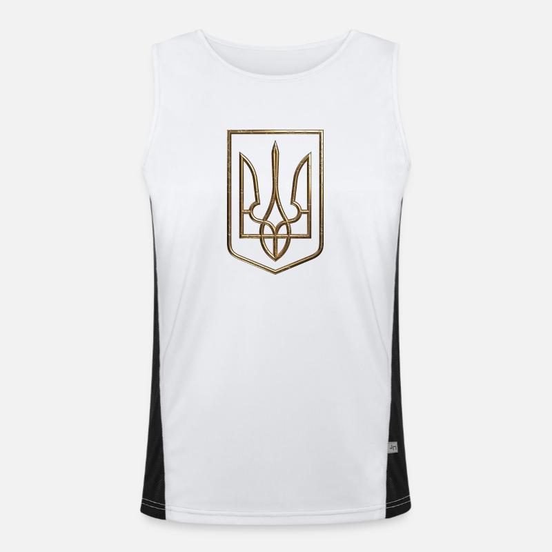 Ukraine Wappen Schild Trident Dreizack Drahtlook 1 Funktionelles Kontrast-Tank Top für Männer 
