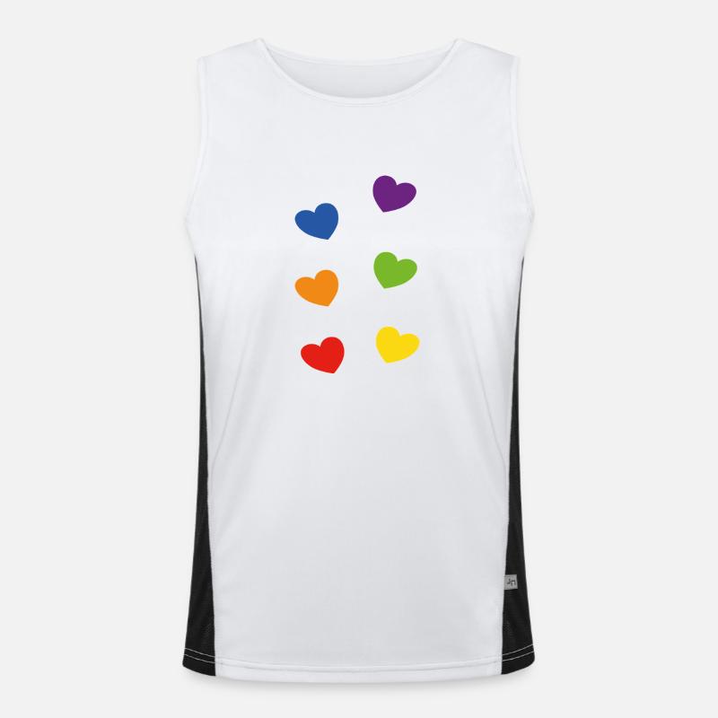 Pride Rainbow Hearts Men's Functional Contrast Tank Top 