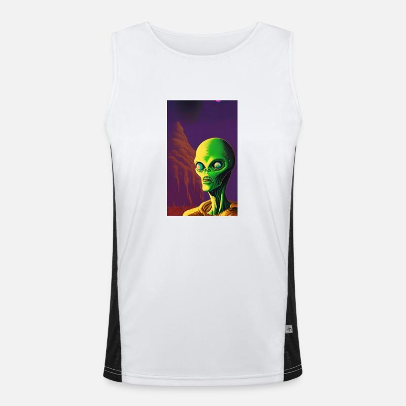 Creepy Horror Comic Alien on a strange planet Men's Functional Contrast Tank Top 