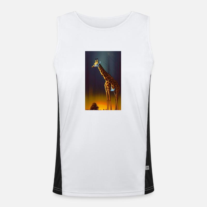 Cool Comic Drawing Giraffe Giraffa - Men's Functional Contrast Tank Top  - white/black