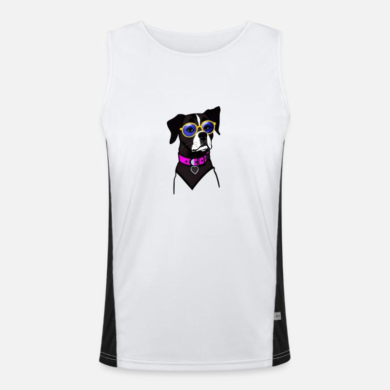 Cool dog with glasses Men's Functional Contrast Tank Top 