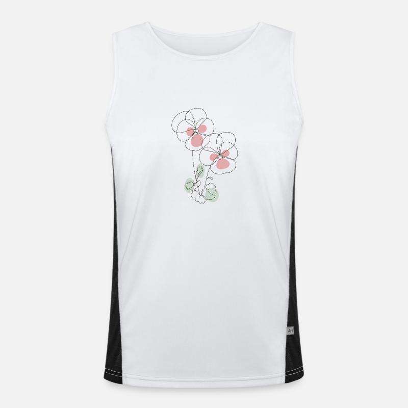 simple illustration floral line Men's Functional Contrast Tank Top 