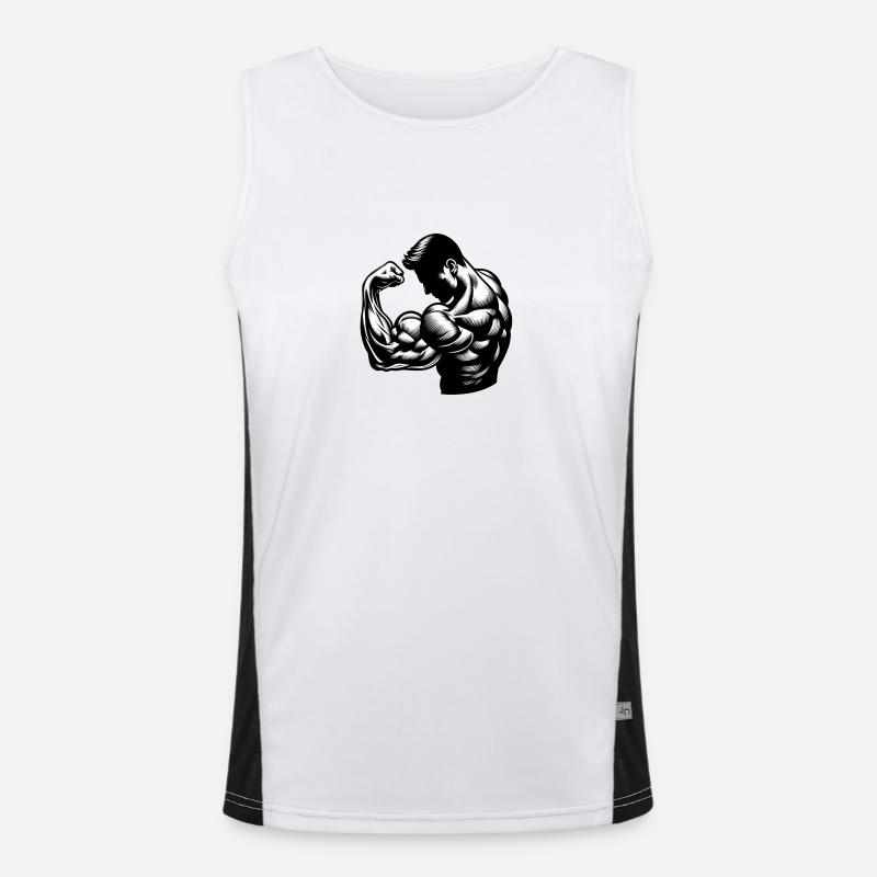 Flexing Biceps Funktionelles Kontrast-Tank Top für Männer 