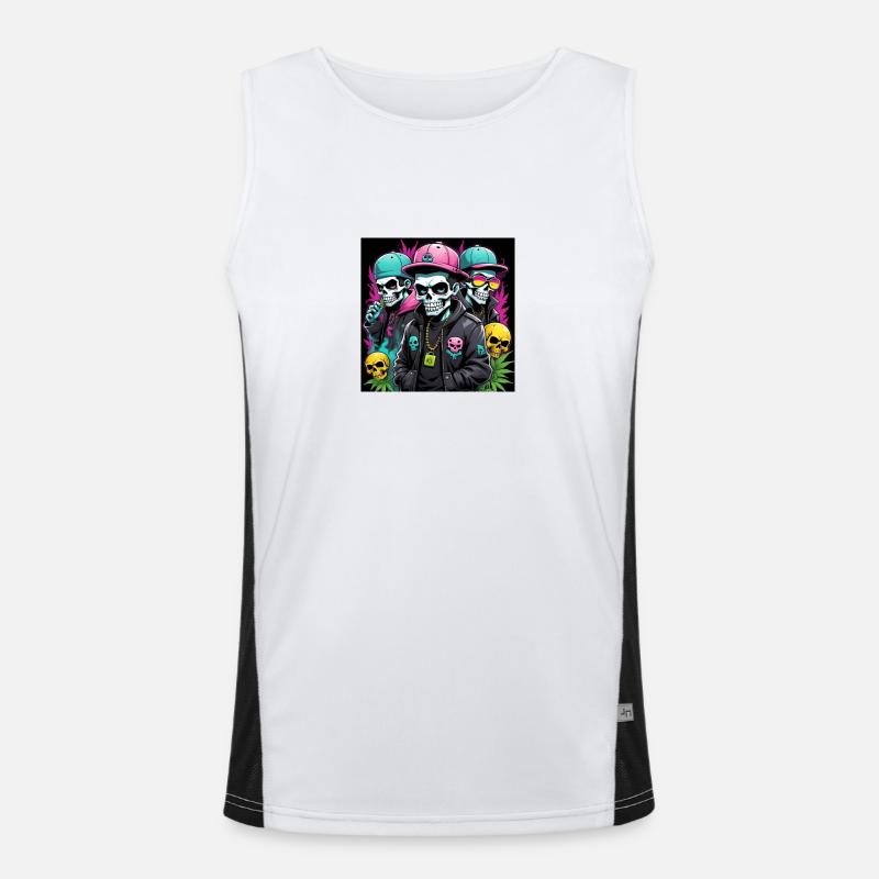 BULL - Men's Functional Contrast Tank Top  - white/black