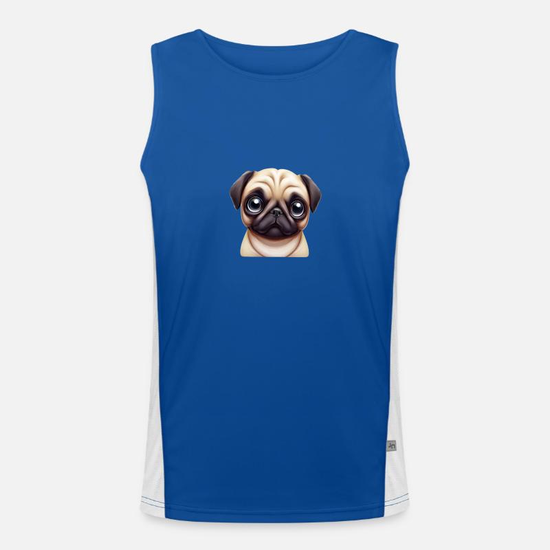 Pug Breed Art Men's Functional Contrast Tank Top 