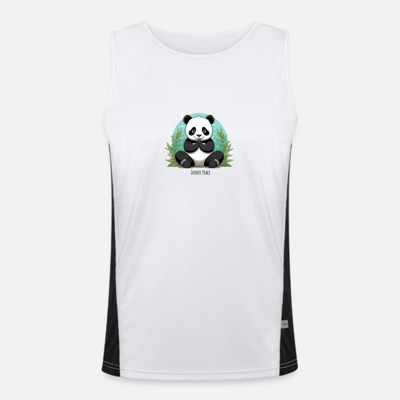 Inner Peace – Meditierender Panda Funktionelles Kontrast-Tank Top für Männer 