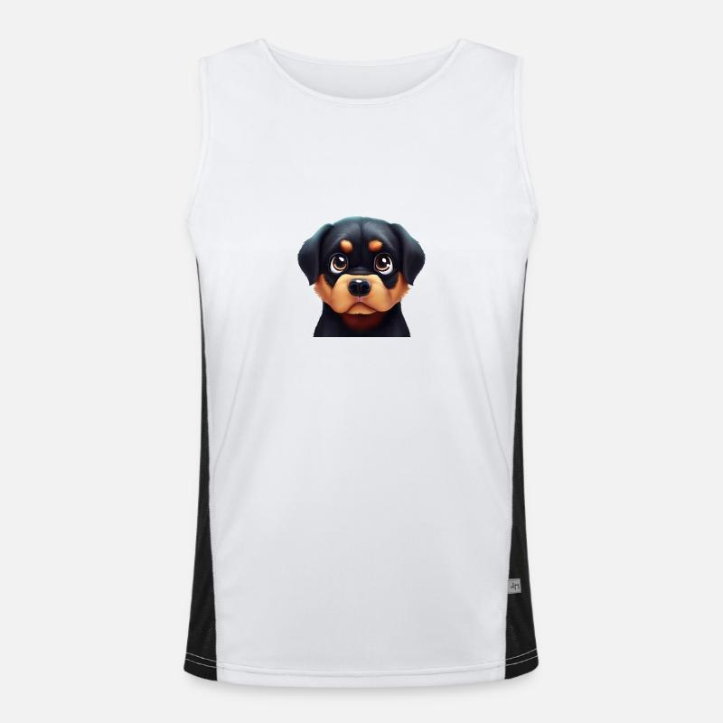 Friendly Rottweiler Face Men's Functional Contrast Tank Top 