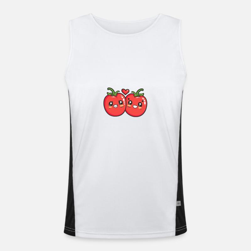 Tomate Paar Liebe Herz Comic Funktionelles Kontrast-Tank Top für Männer 