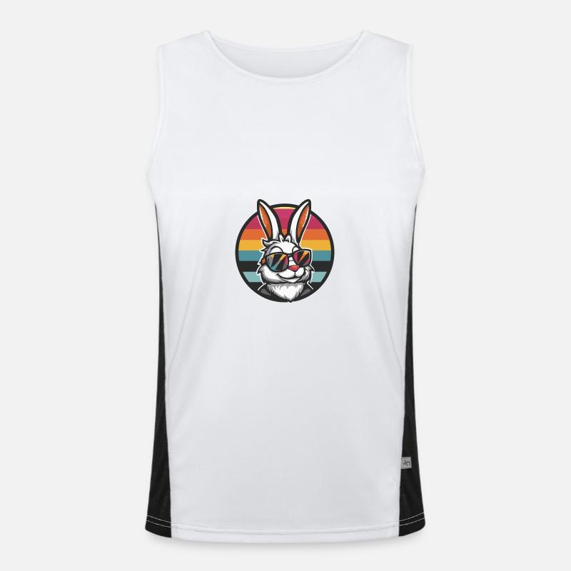 Bunny Comic Cool Summer - Men's Functional Contrast Tank Top  - white/black