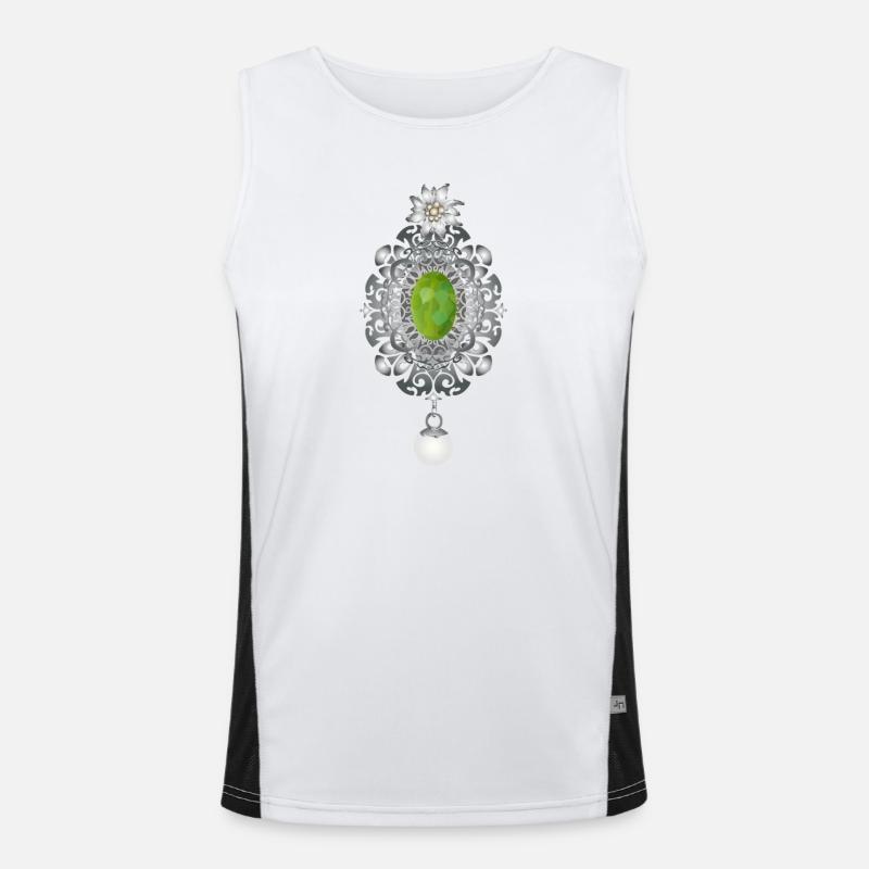 zeitlose Trachten Smaragd Brosche mit Perle Funktionelles Kontrast-Tank Top für Männer 