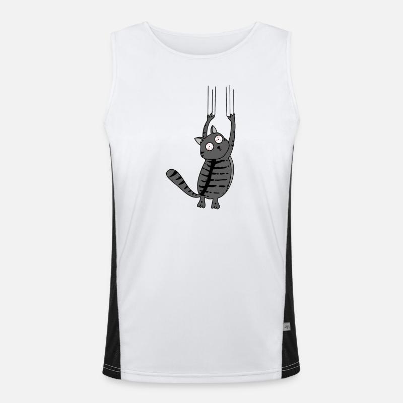 Panic Cat Striped Version - Men's Functional Contrast Tank Top  - white/black